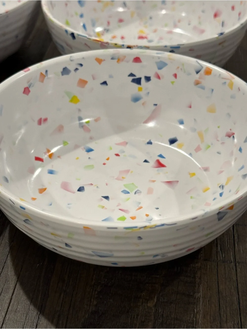Nautica Set of 4 Home White Confetti Colorful Pattern Melamine Bowls New